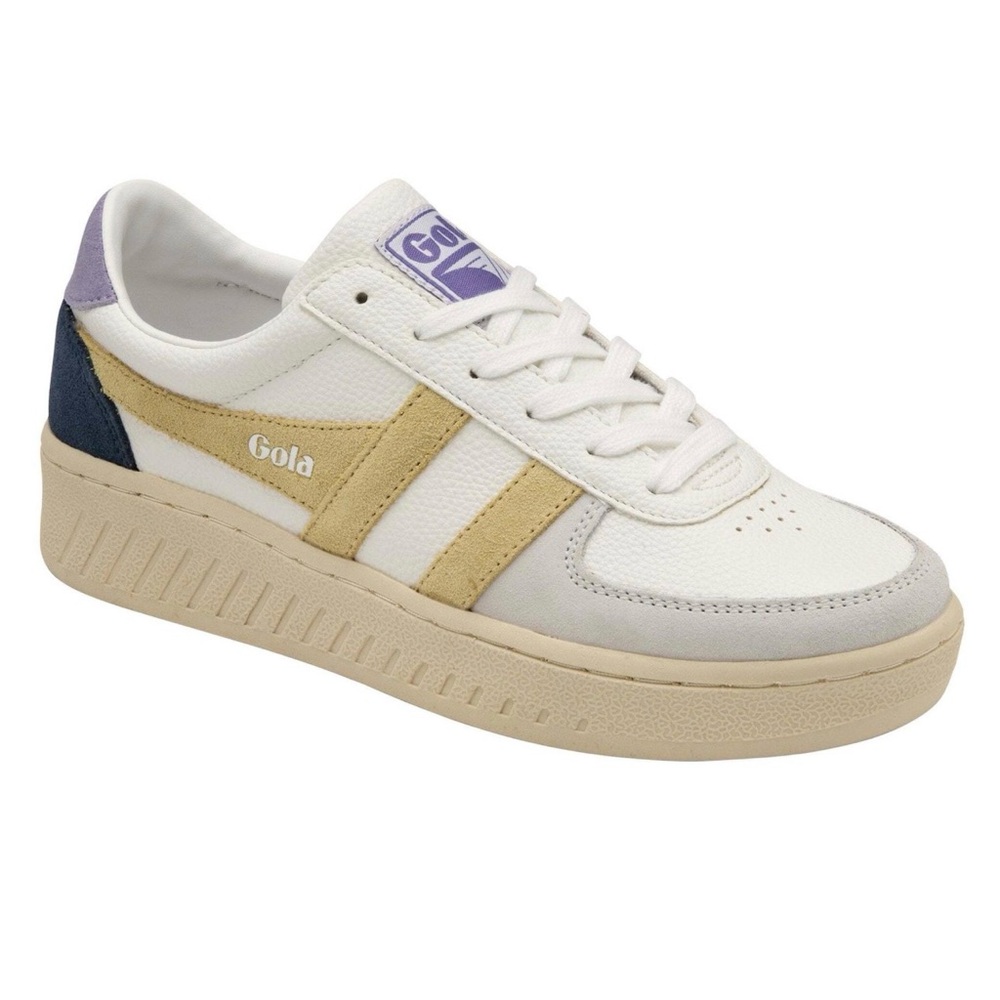 Gola Grandslam Trisent Women's White, Tan, and Lavender Sneakers